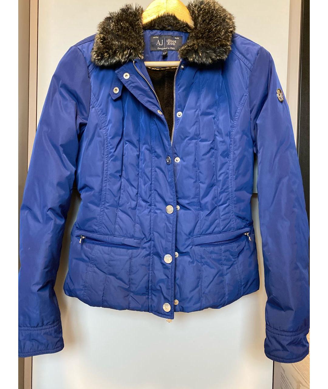 ARMANI JEANS Синяя полиэстеровая куртка, фото 4