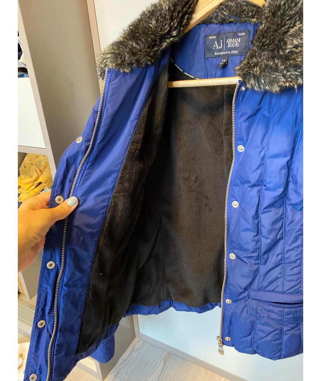 ARMANI JEANS Синяя полиэстеровая куртка, фото 3