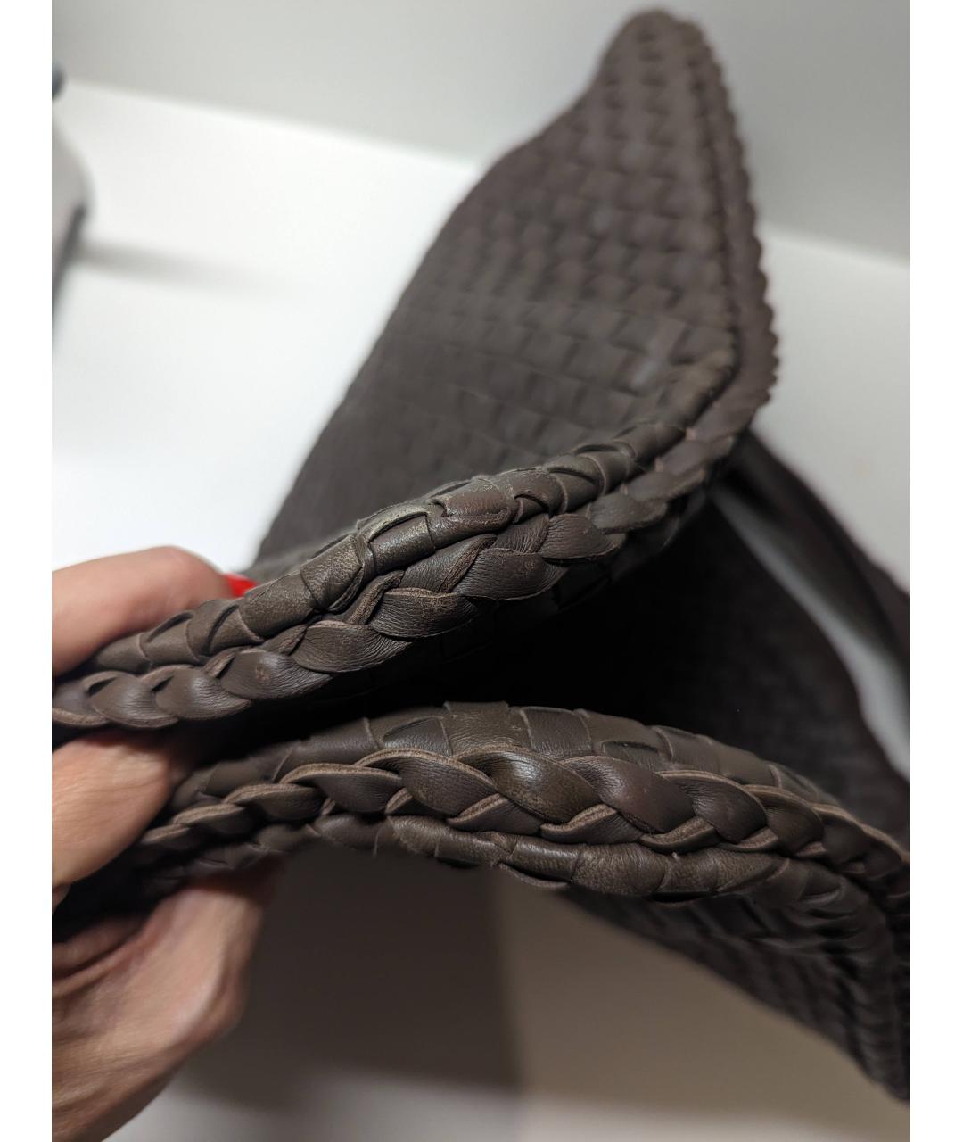BOTTEGA VENETA Коричневая кожаная сумка через плечо, фото 7