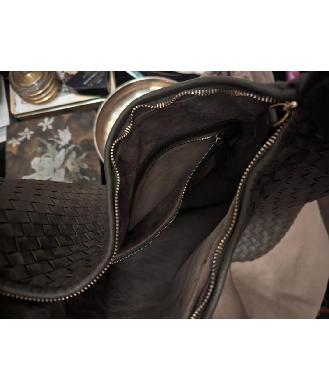 BOTTEGA VENETA Коричневая кожаная сумка через плечо, фото 4
