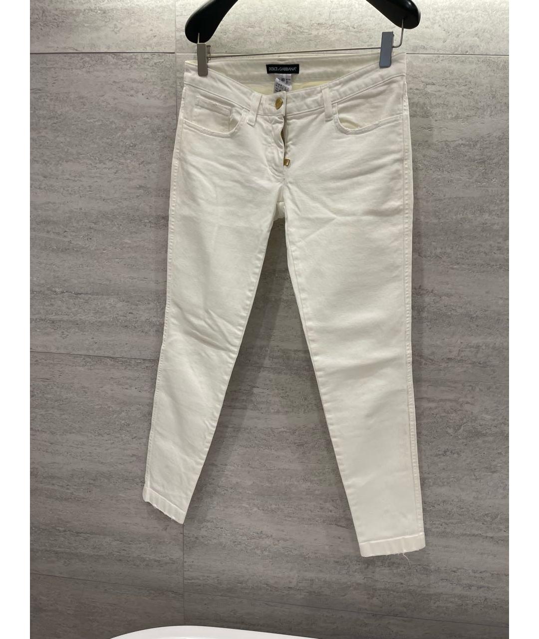 DOLCE&GABBANA Белые хлопковые прямые джинсы, фото 5