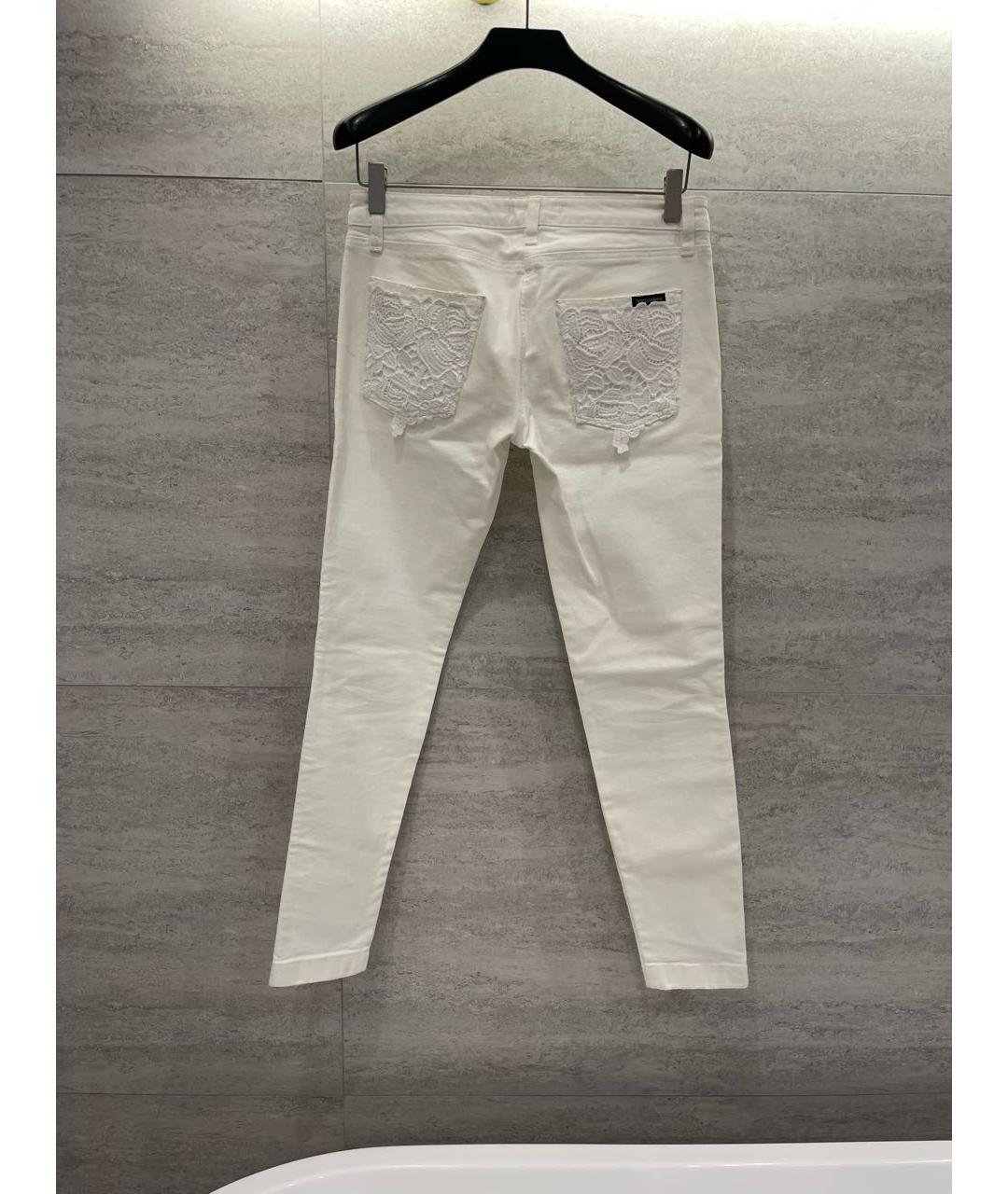 DOLCE&GABBANA Белые хлопковые прямые джинсы, фото 3