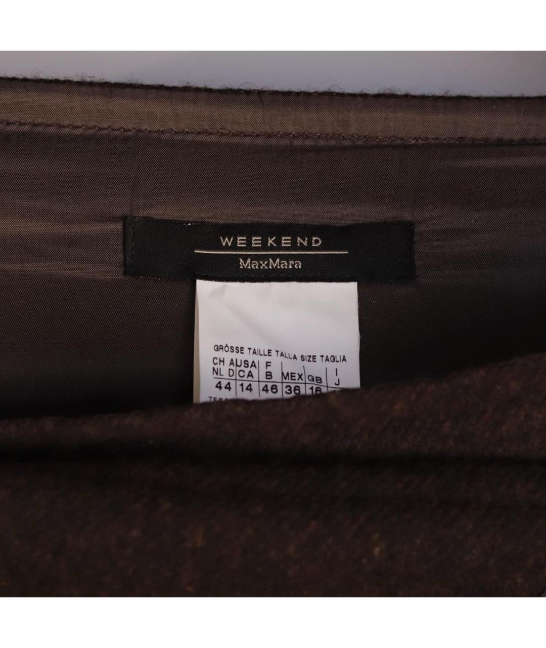 WEEKEND MAX MARA Коричневая шерстяная юбка миди, фото 3