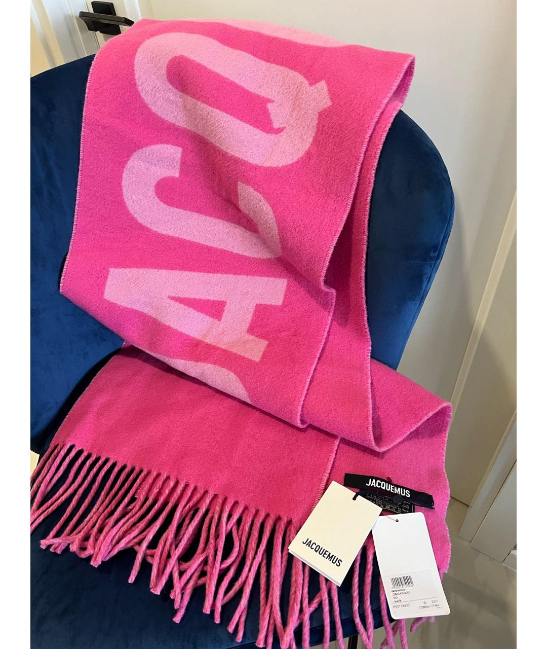 JACQUEMUS Розовый шерстяной шарф, фото 4