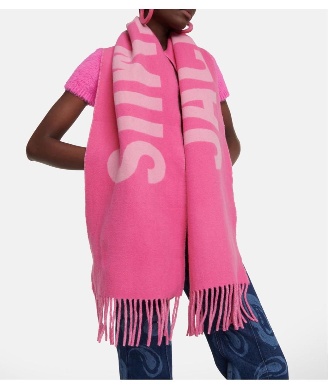 JACQUEMUS Розовый шерстяной шарф, фото 3