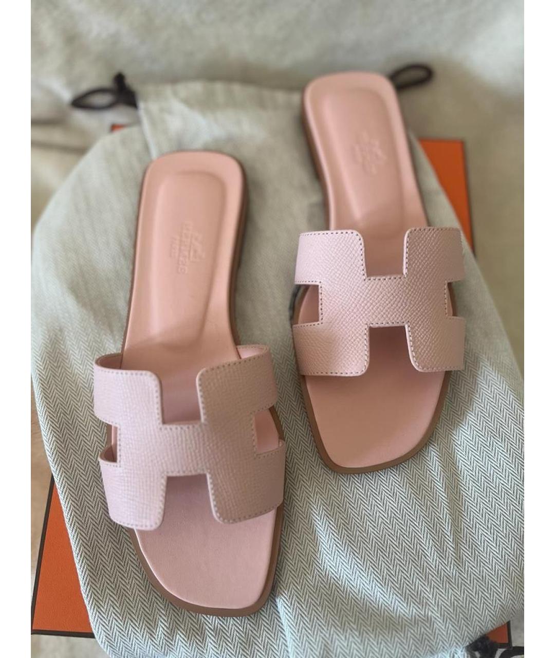 HERMES PRE-OWNED Розовые кожаные сандалии, фото 4