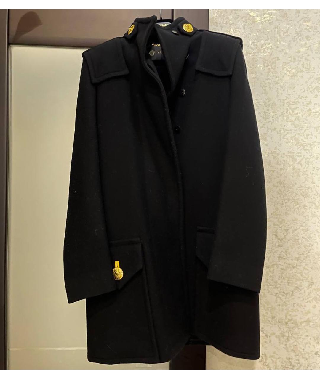 VERSACE Черное шерстяное пальто, фото 5
