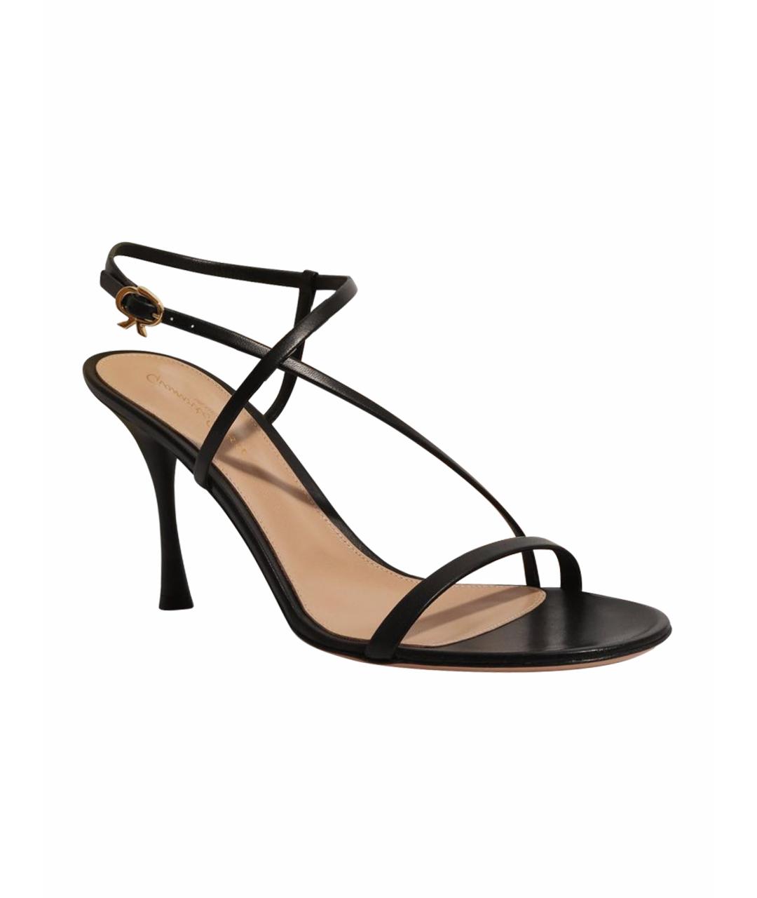 GIANVITO ROSSI Черные кожаные босоножки, фото 1