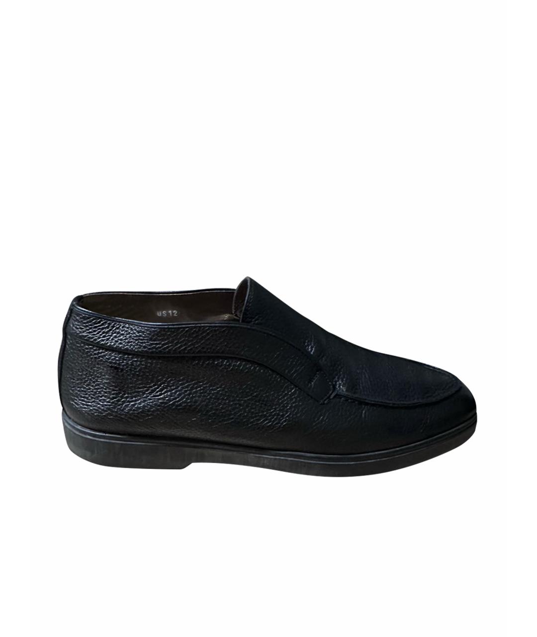 SANTONI Черные кожаные низкие ботинки, фото 1