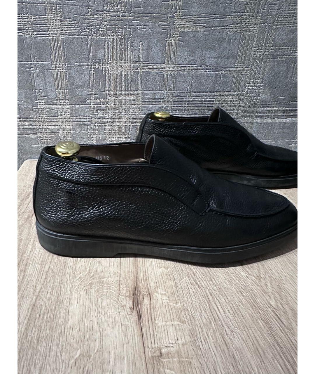 SANTONI Черные кожаные низкие ботинки, фото 6