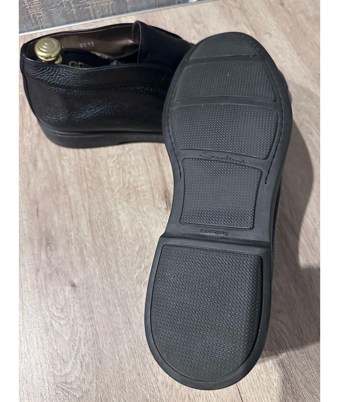 SANTONI Черные кожаные низкие ботинки, фото 3