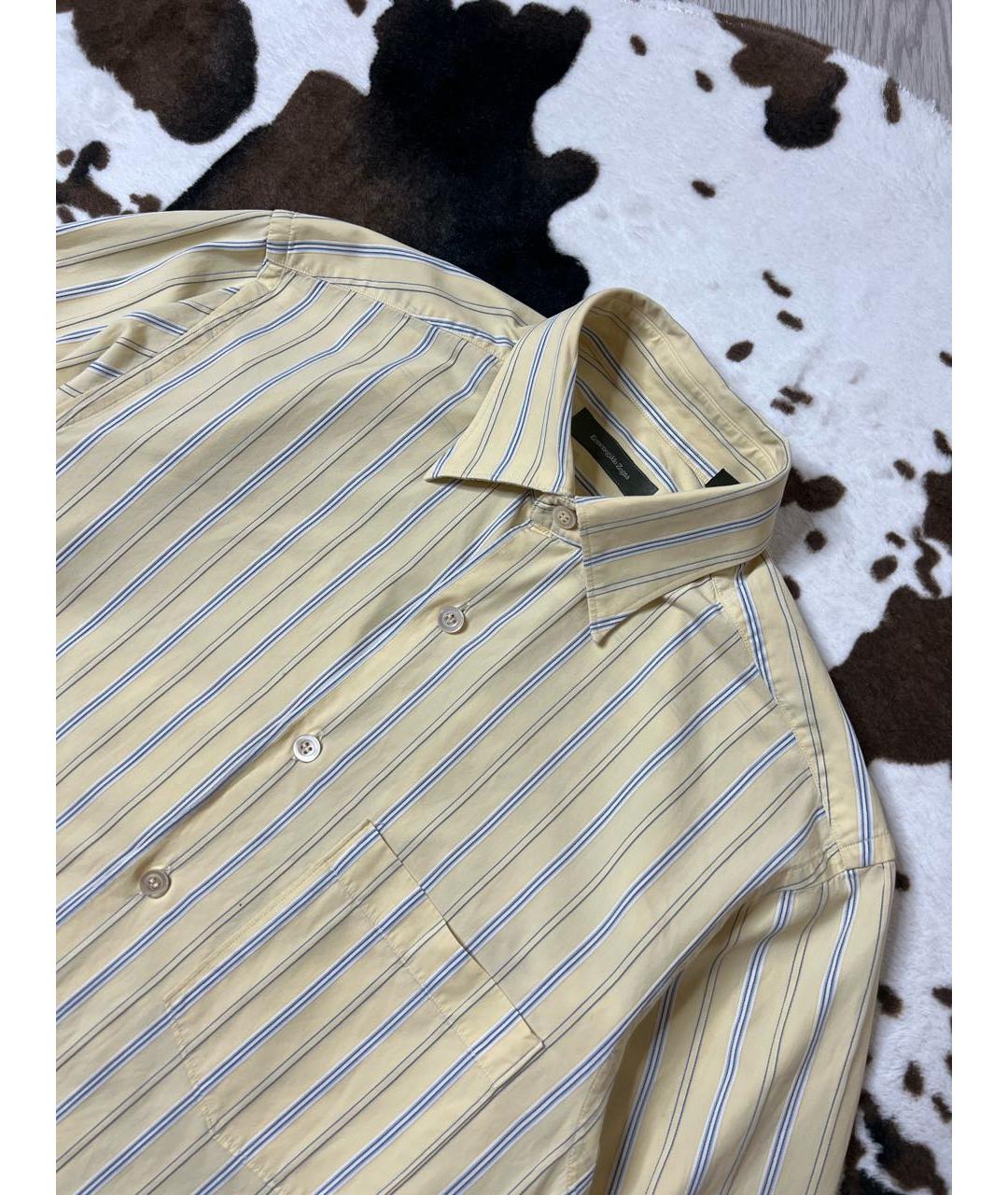 ERMENEGILDO ZEGNA Желтая хлопковая классическая рубашка, фото 4