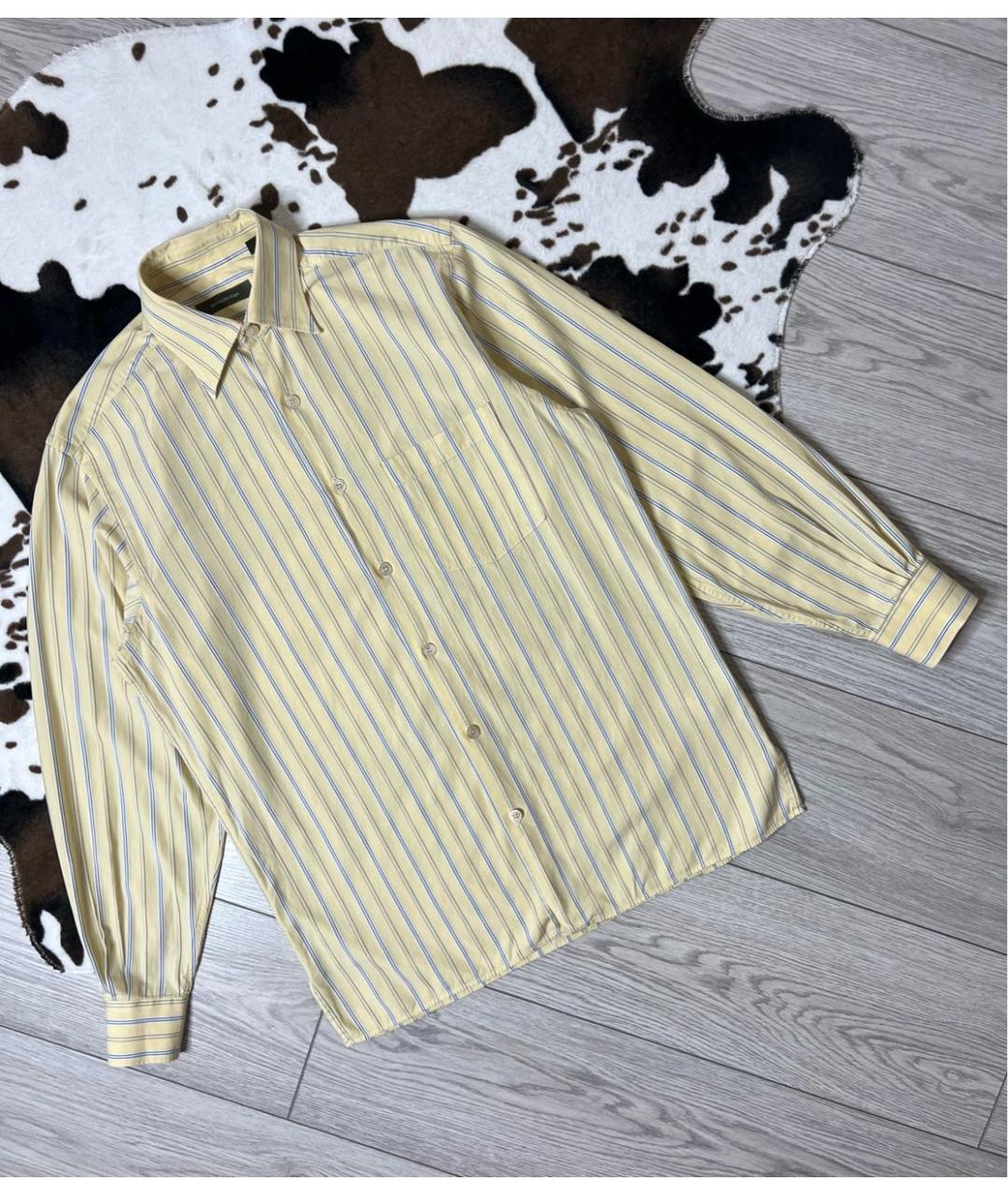 ERMENEGILDO ZEGNA Желтая хлопковая классическая рубашка, фото 9