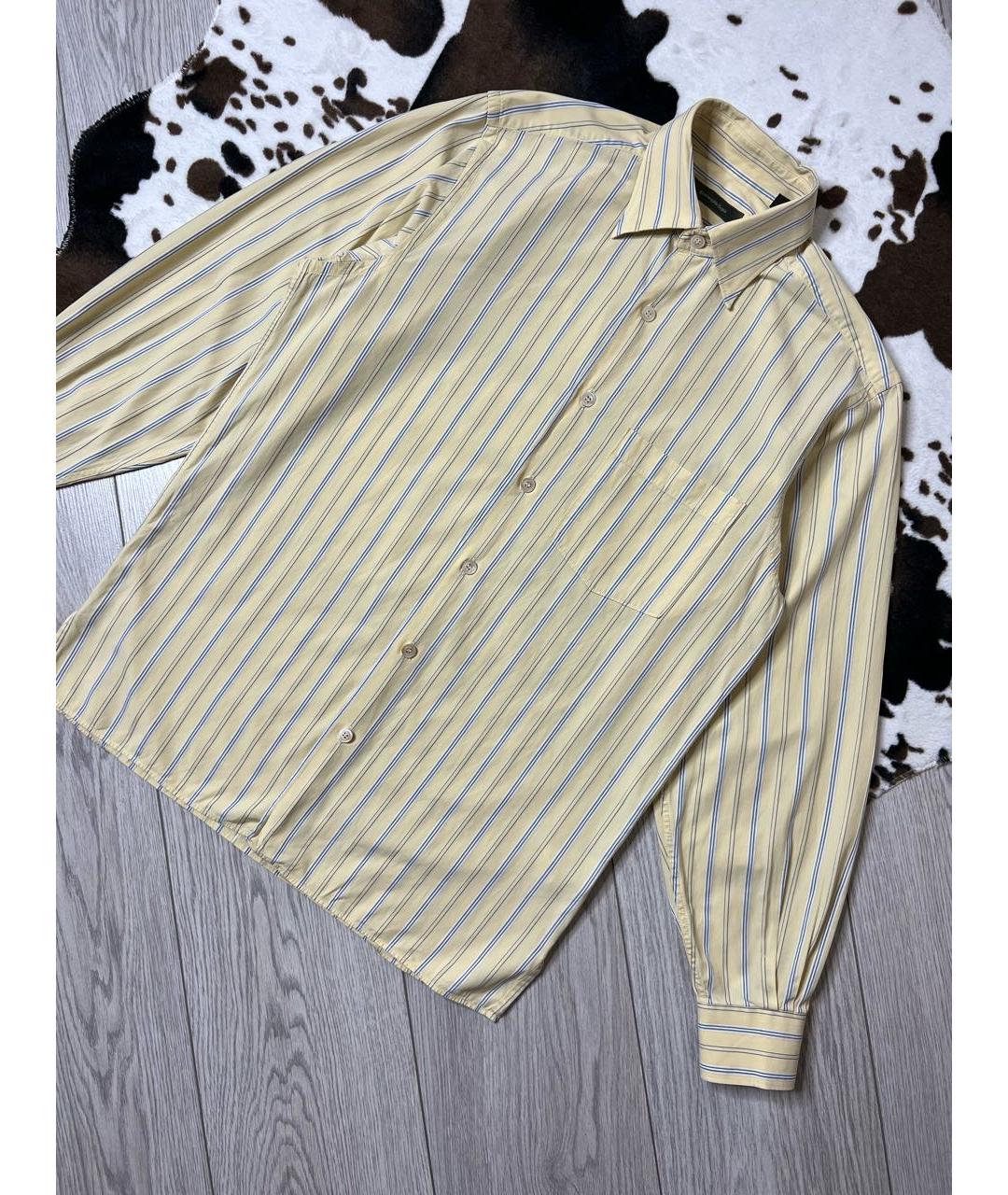 ERMENEGILDO ZEGNA Желтая хлопковая классическая рубашка, фото 3