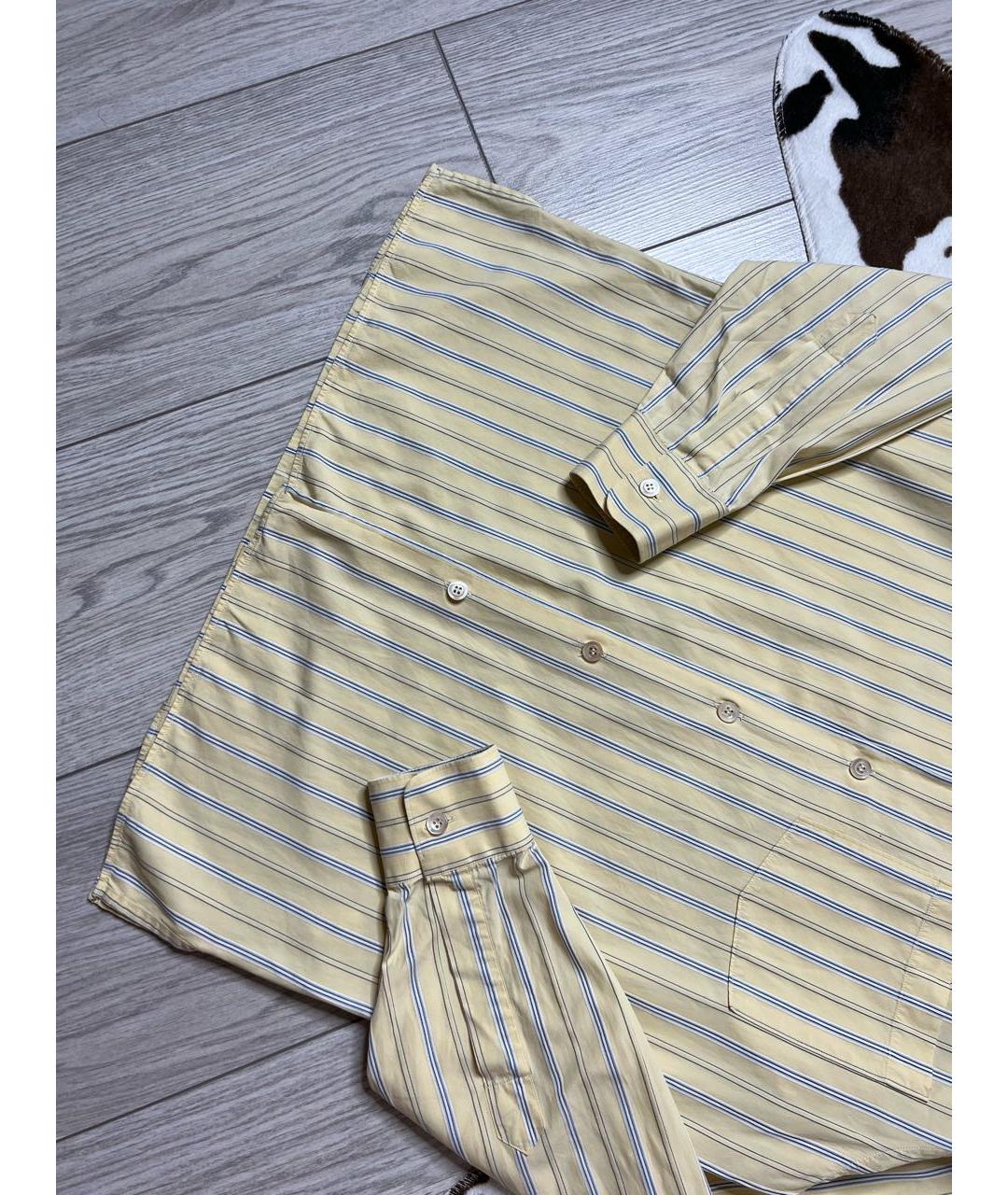ERMENEGILDO ZEGNA Желтая хлопковая классическая рубашка, фото 5