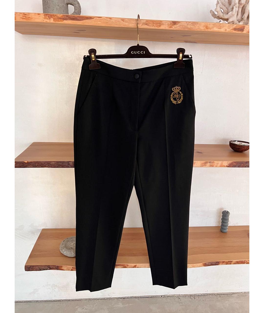 DOLCE&GABBANA Черные шерстяные прямые брюки, фото 3