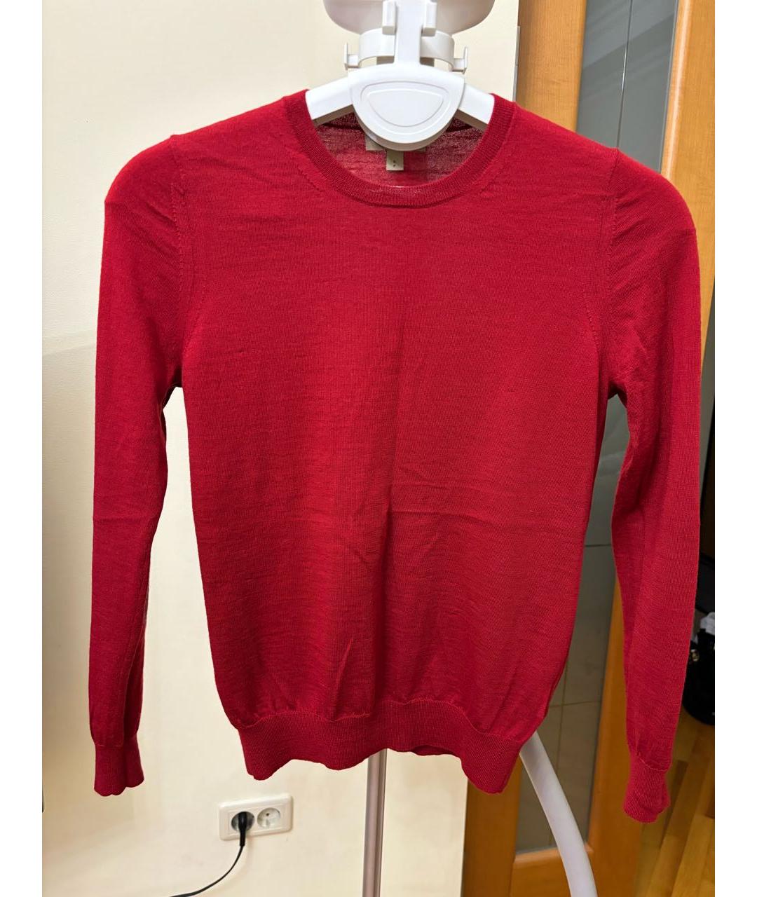 BURBERRY Бордовый шерстяной джемпер / свитер, фото 7