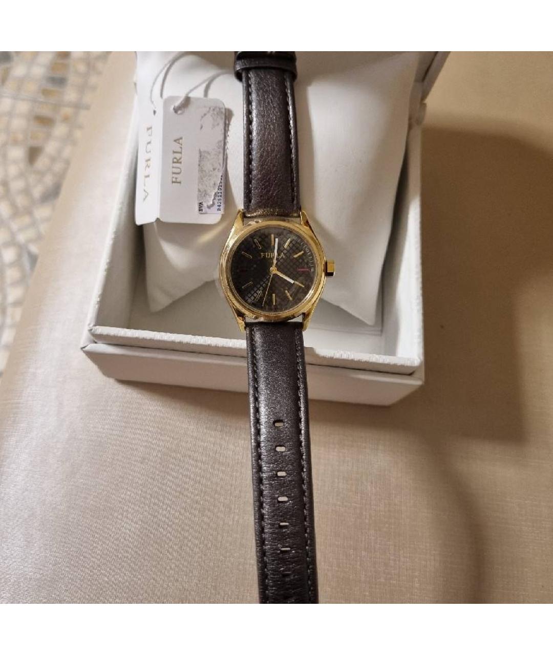 FURLA Антрацитовые кожаные часы, фото 5