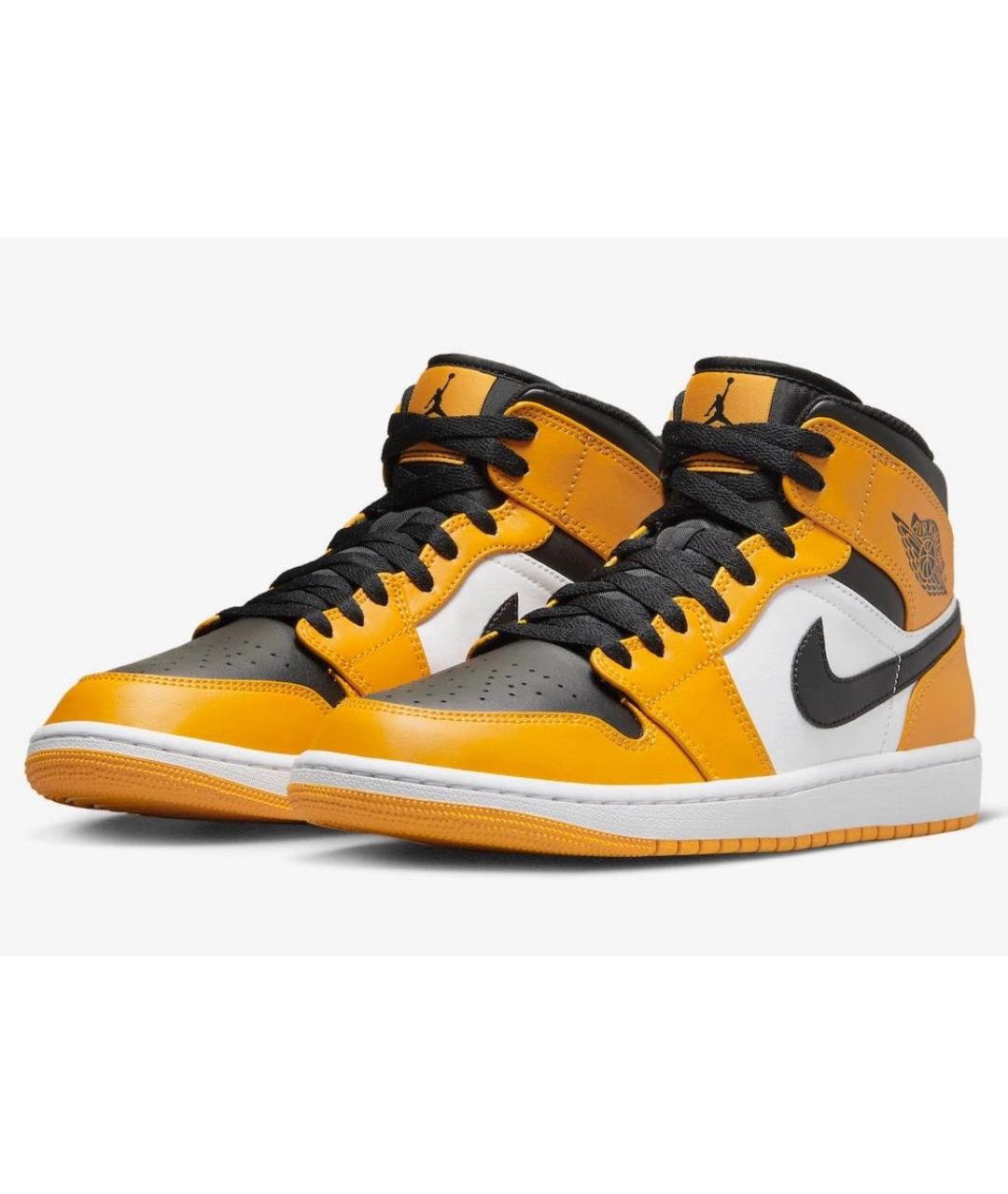 JORDAN Желтые кожаные высокие кроссовки / кеды, фото 2