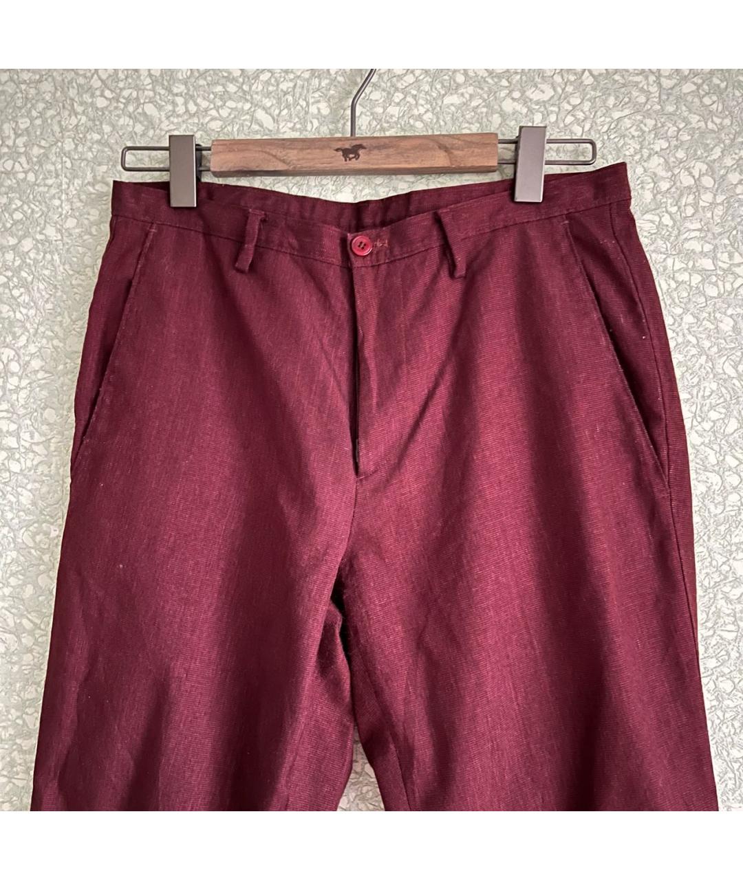 MIU MIU Бордовые полиамидовые повседневные брюки, фото 3
