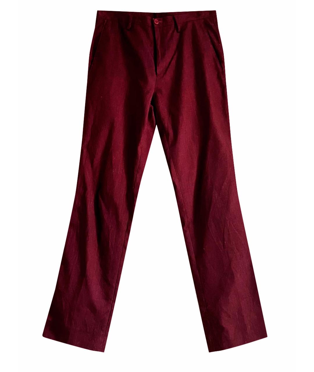 MIU MIU Бордовые полиамидовые повседневные брюки, фото 1