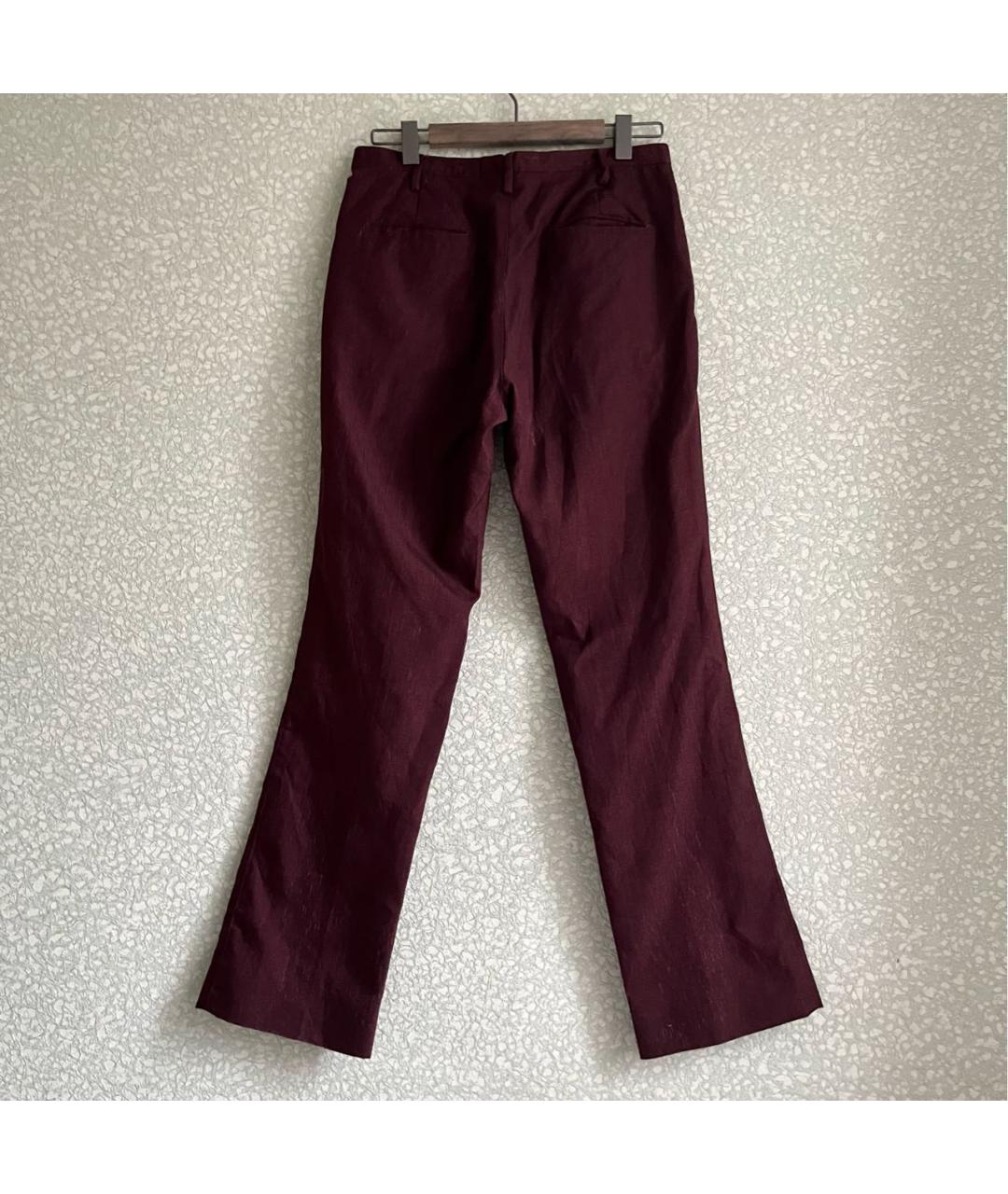 MIU MIU Бордовые полиамидовые повседневные брюки, фото 2