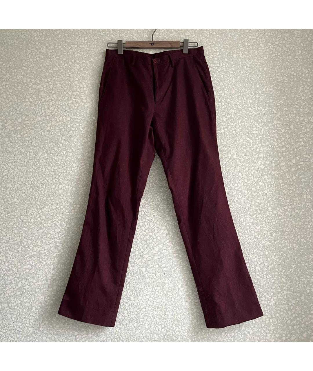 MIU MIU Бордовые полиамидовые повседневные брюки, фото 8