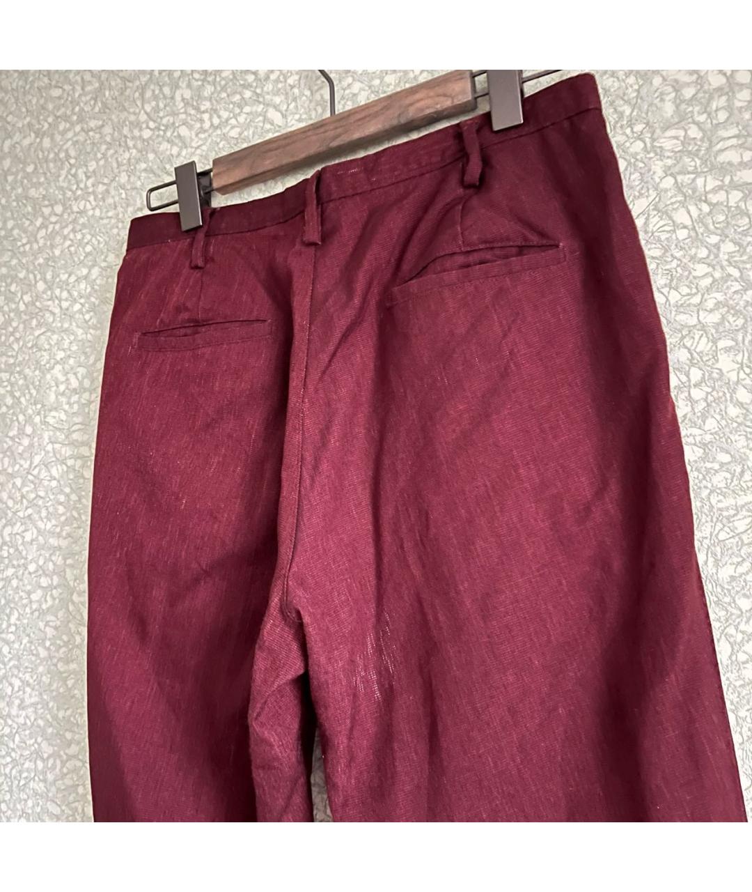 MIU MIU Бордовые полиамидовые повседневные брюки, фото 4