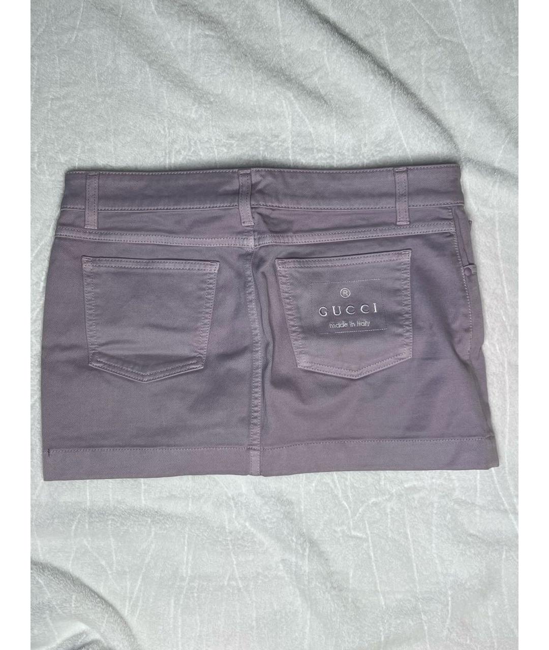 GUCCI Фиолетовая деним юбка мини, фото 2