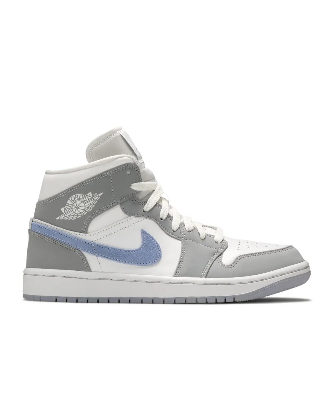 JORDAN Серые кожаные высокие кроссовки / кеды, фото 1