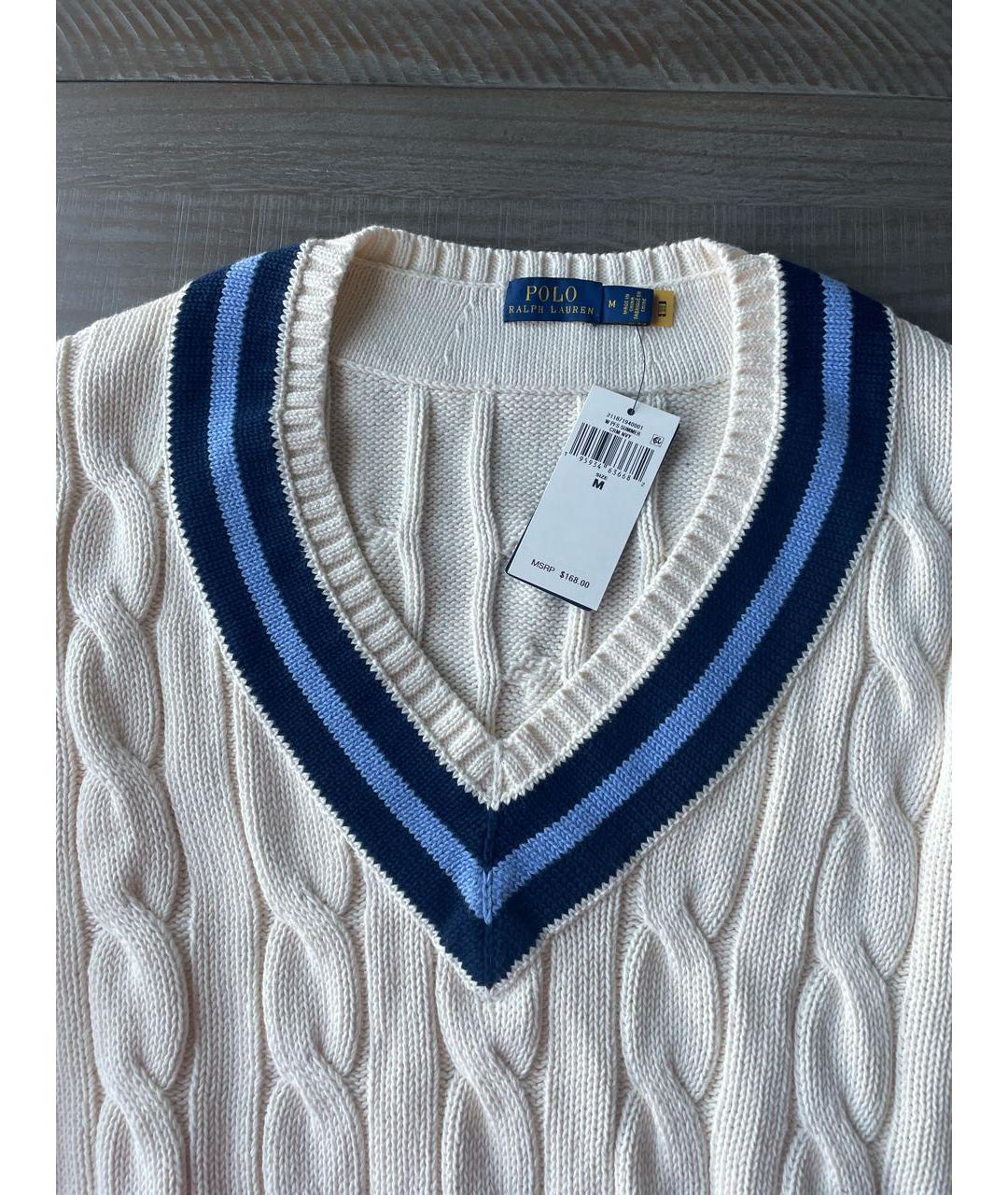 POLO RALPH LAUREN Белый хлопковый джемпер / свитер, фото 4