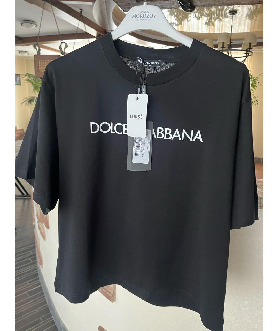 DOLCE&GABBANA Черная хлопковая футболка, фото 2