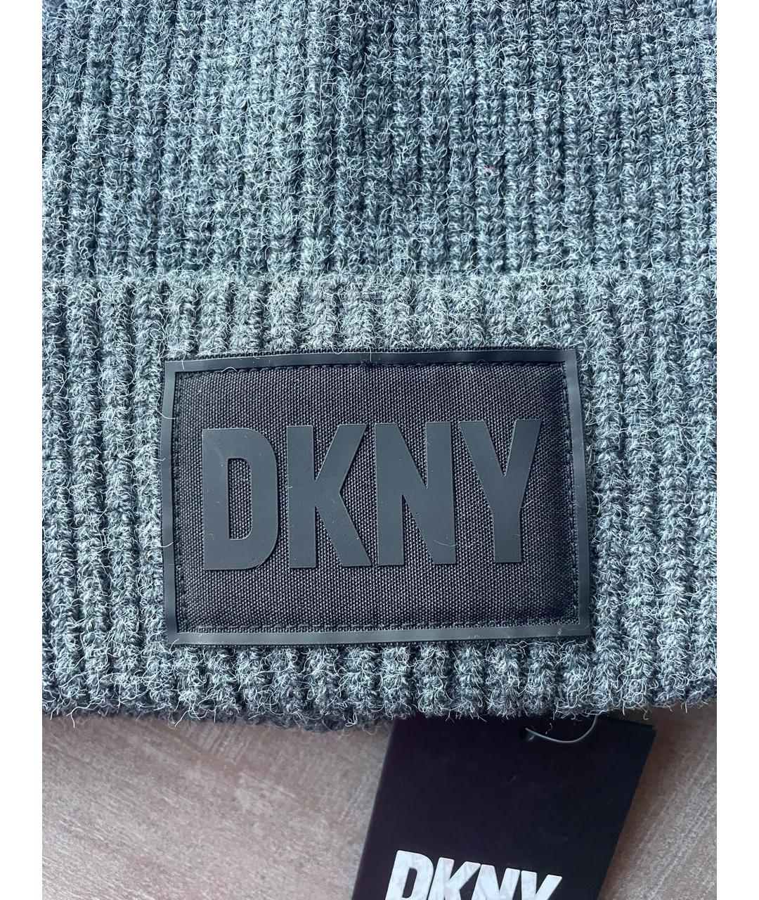 DKNY Серая синтетическая шапка, фото 3