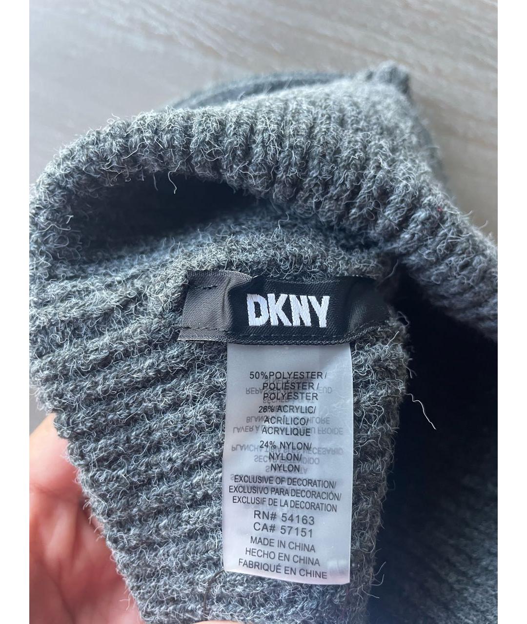 DKNY Серая синтетическая шапка, фото 5