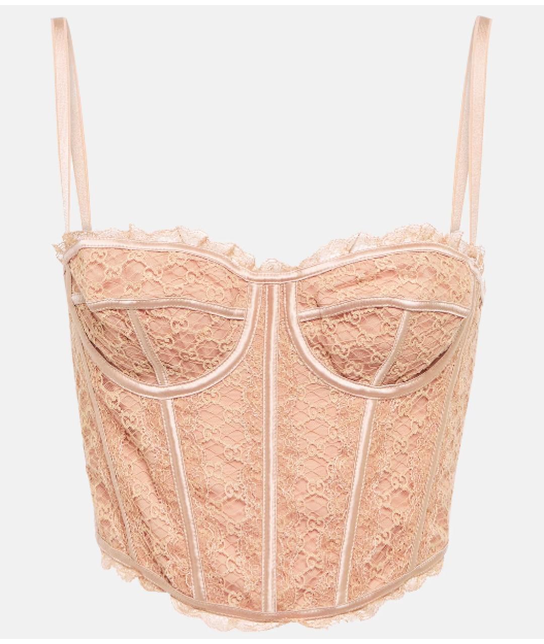 GUCCI Бежевый шелковый корсет, фото 7