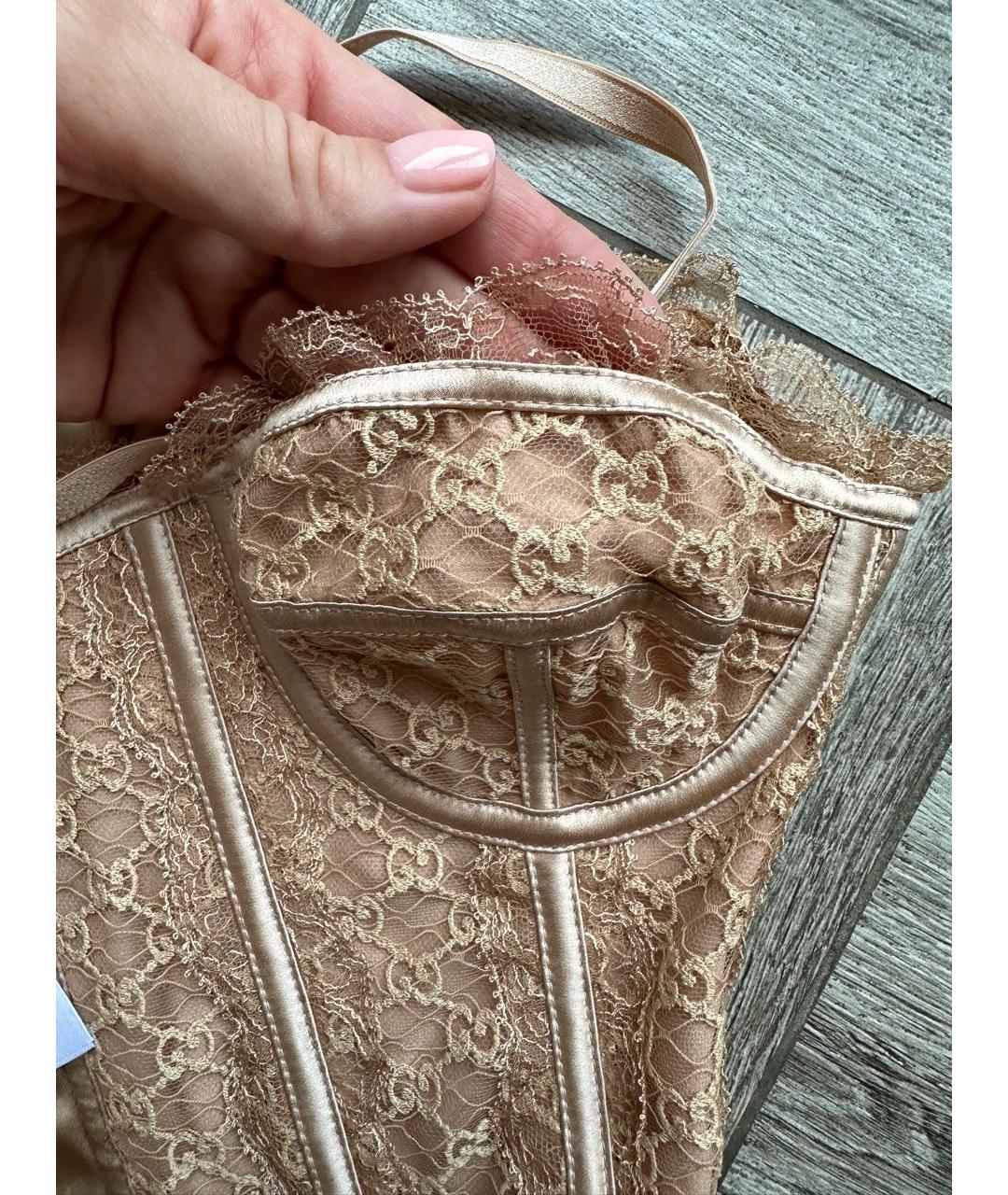 GUCCI Бежевый шелковый корсет, фото 4