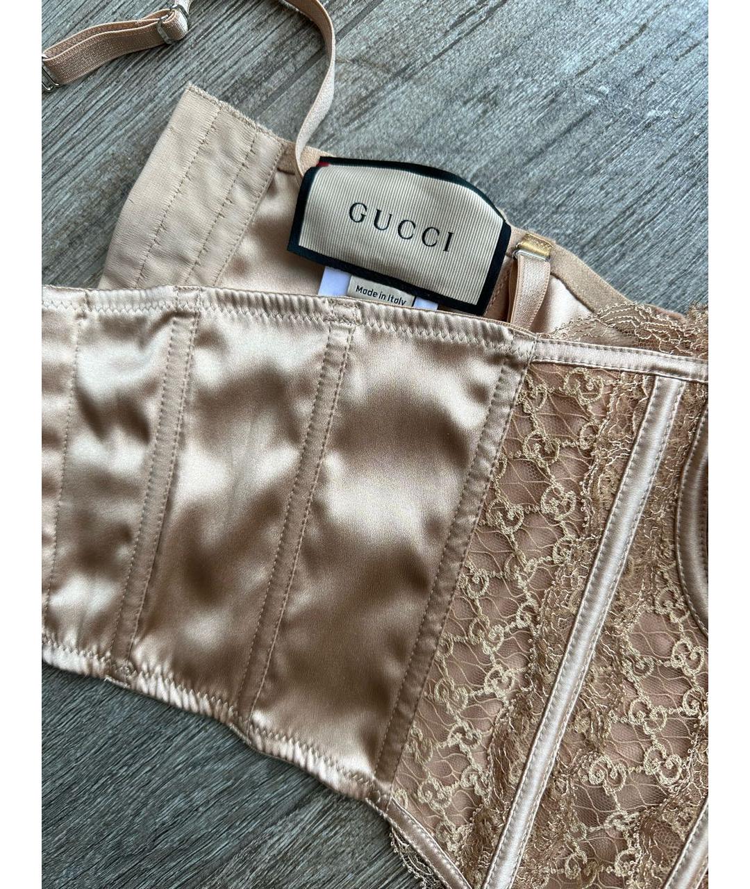 GUCCI Бежевый шелковый корсет, фото 5