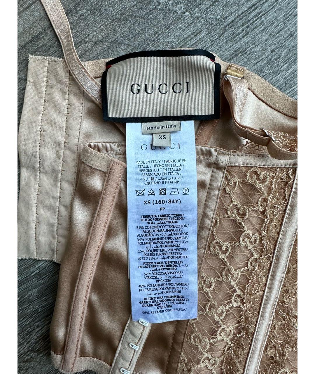 GUCCI Бежевый шелковый корсет, фото 3