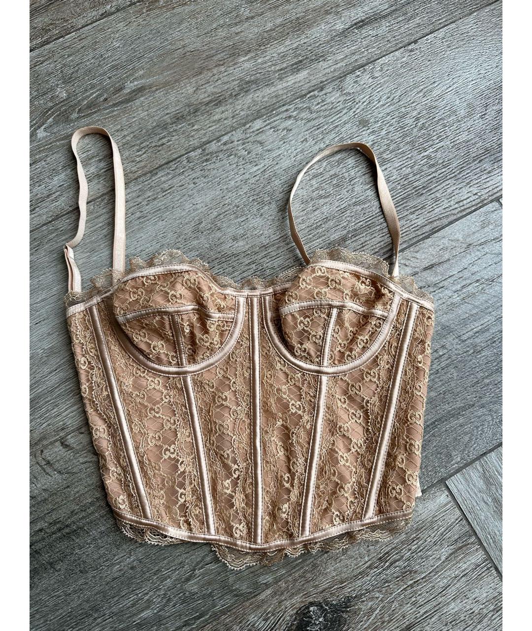 GUCCI Бежевый шелковый корсет, фото 2