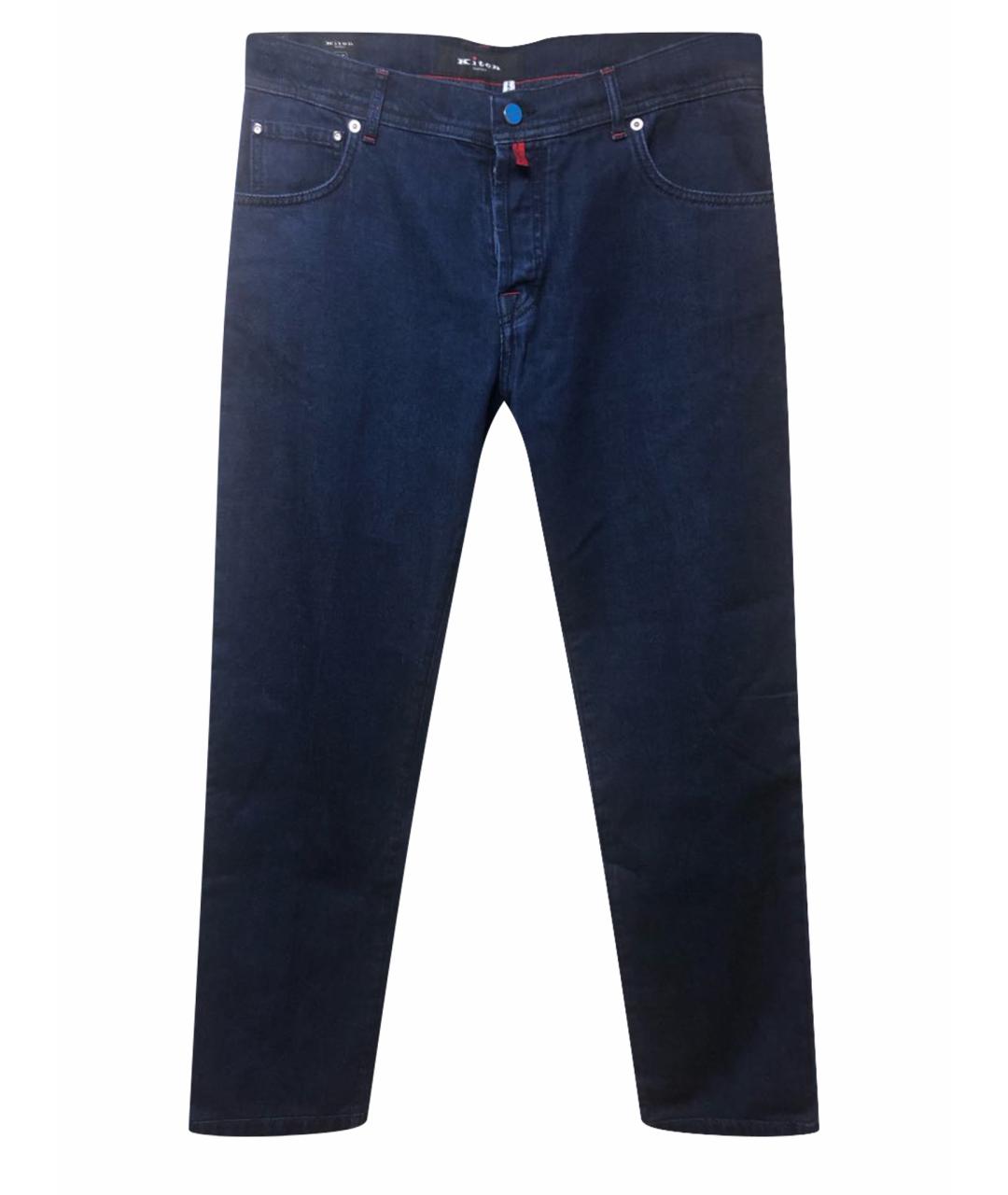 KITON Темно-синие хлопковые прямые джинсы, фото 1