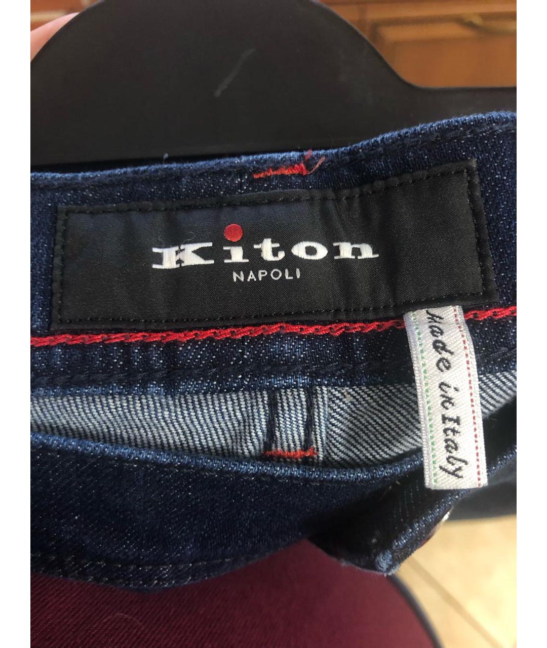 KITON Темно-синие хлопковые прямые джинсы, фото 3