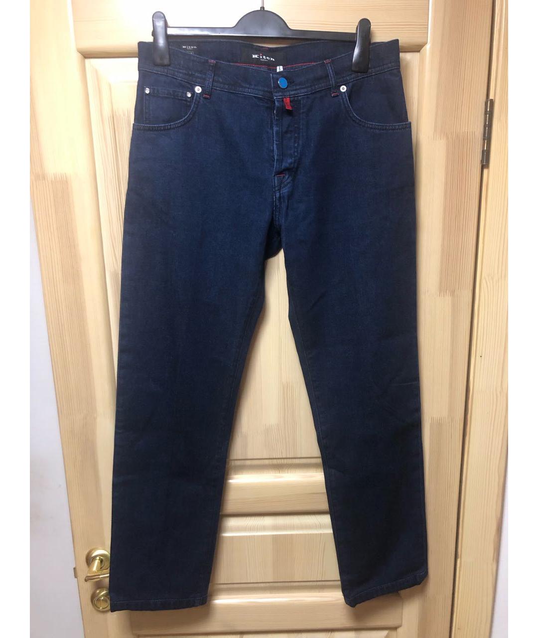 KITON Темно-синие хлопковые прямые джинсы, фото 9