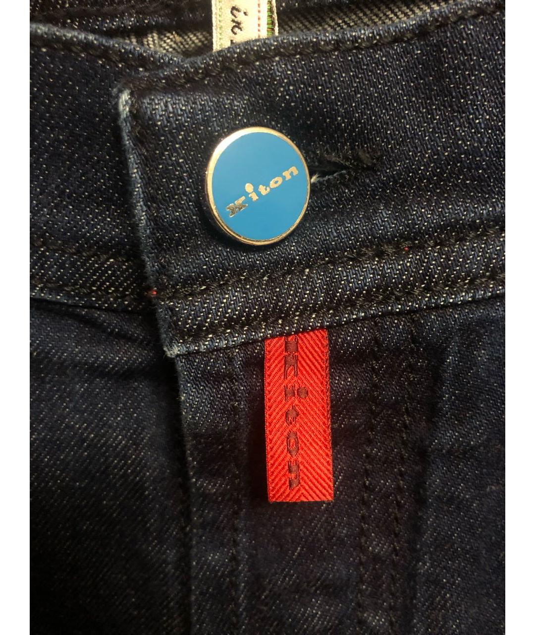 KITON Темно-синие хлопковые прямые джинсы, фото 4