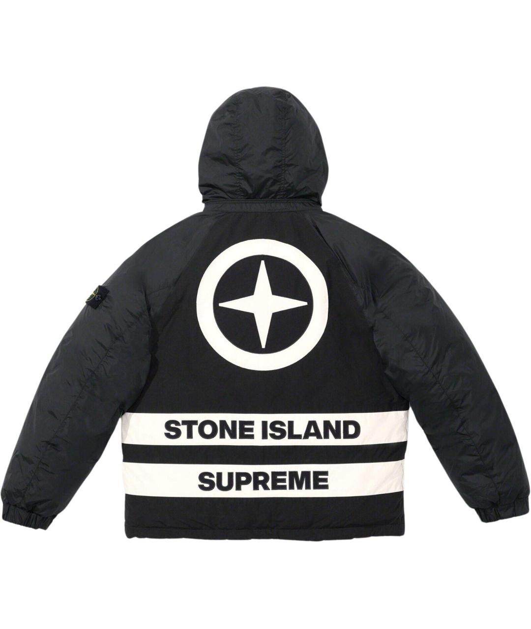 STONE ISLAND Черный атласный пуховик, фото 2