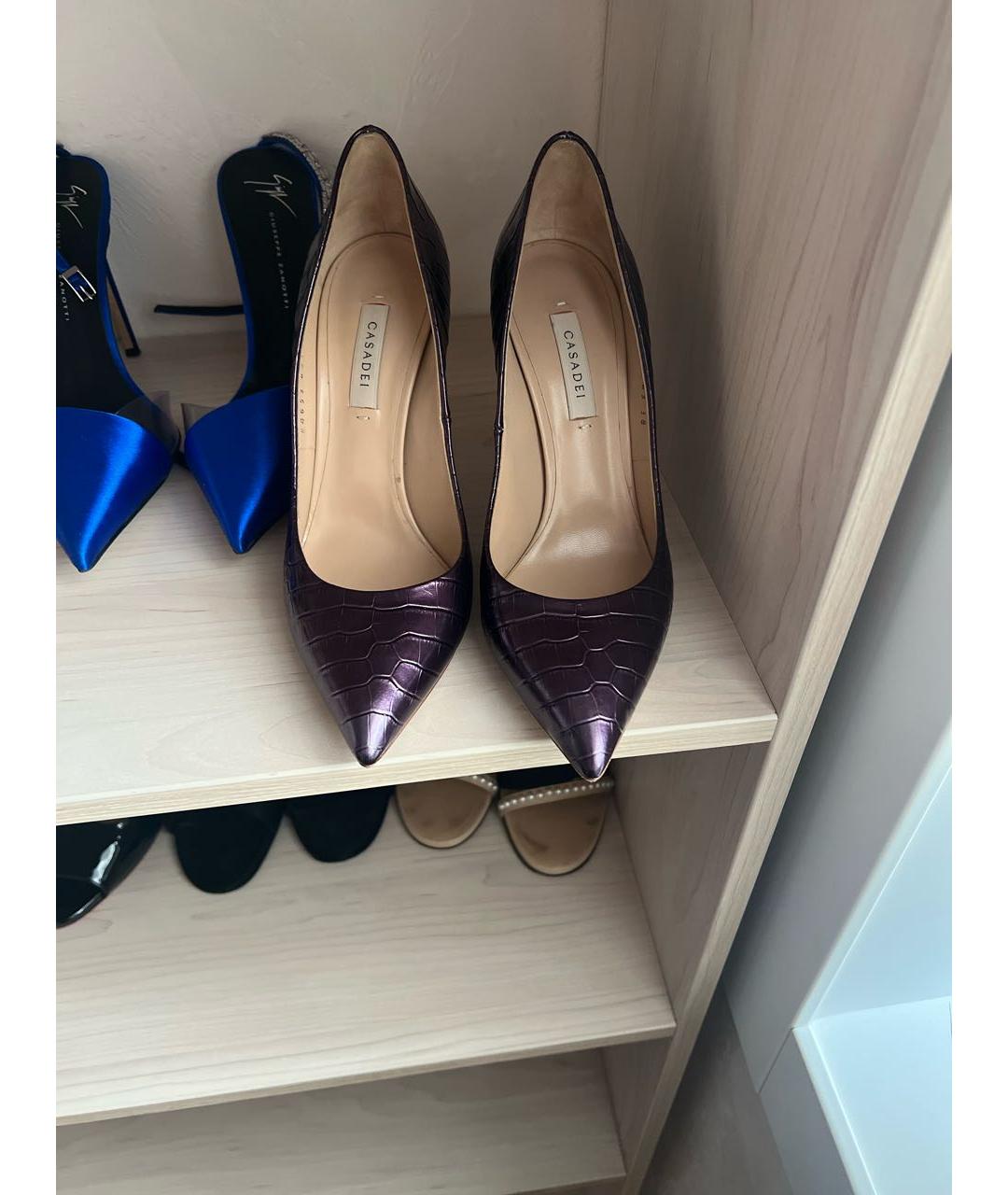 CASADEI Фиолетовые кожаные туфли, фото 2