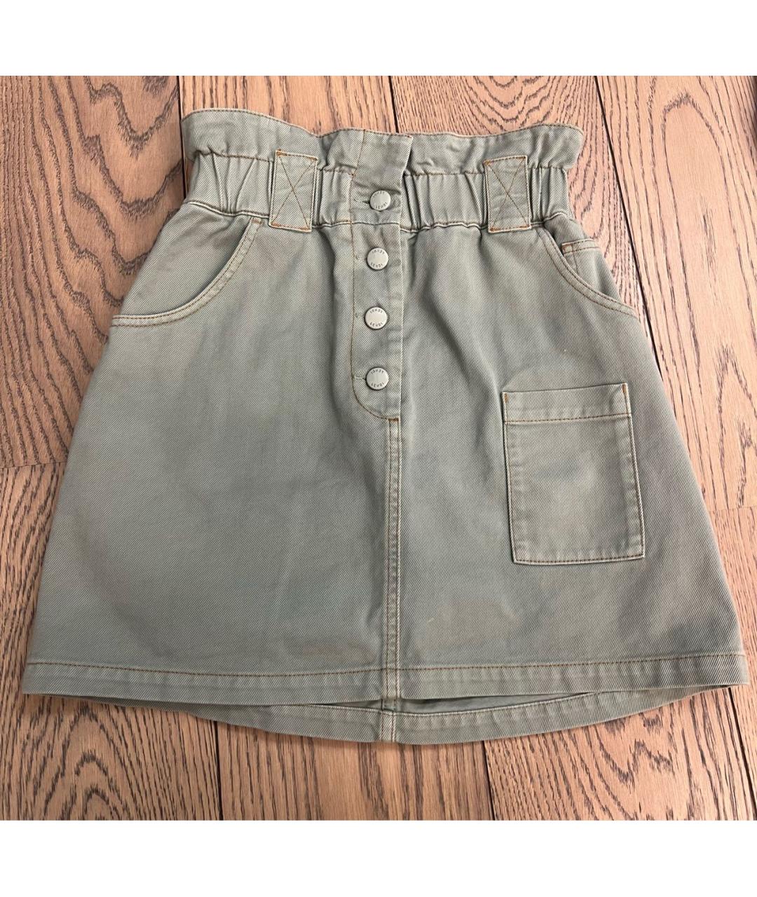 FENDI Зеленая хлопковая юбка мини, фото 5