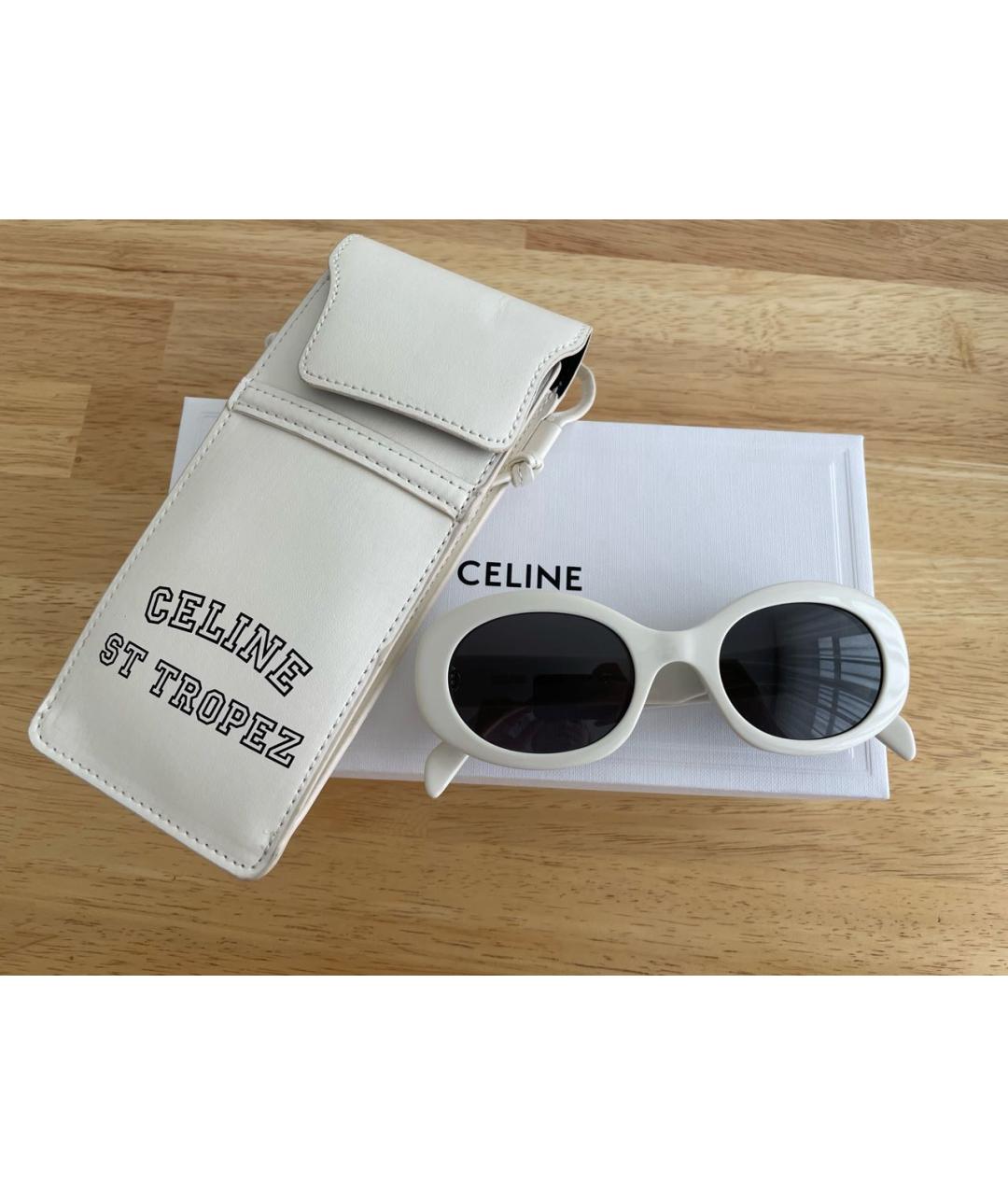 CELINE Белые пластиковые солнцезащитные очки, фото 2