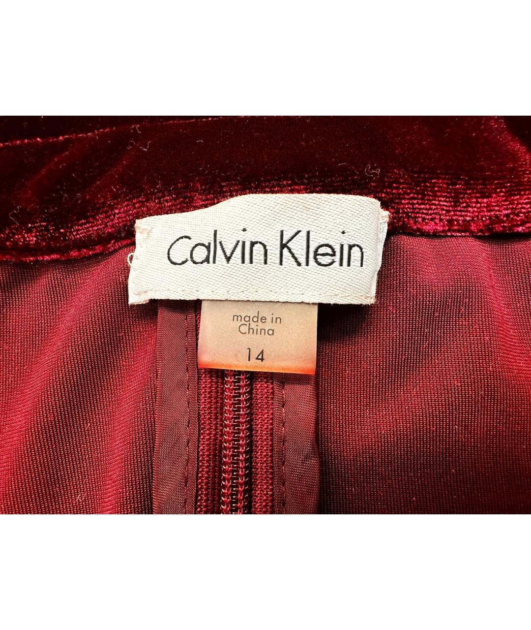 CALVIN KLEIN Бордовое бархатное вечернее платье, фото 6