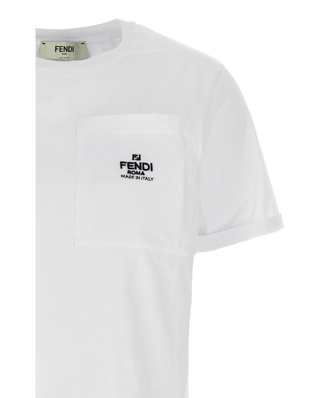 FENDI Белая хлопковая футболка, фото 3