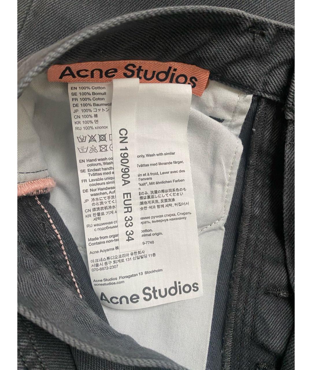 ACNE STUDIOS Антрацитовые хлопковые прямые джинсы, фото 4